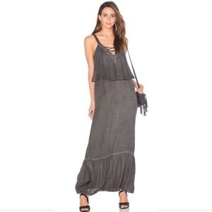 NWT Young Fabulous & Broke Charcoal Gray Grey Maxi 100% Rayon Dress Size Small